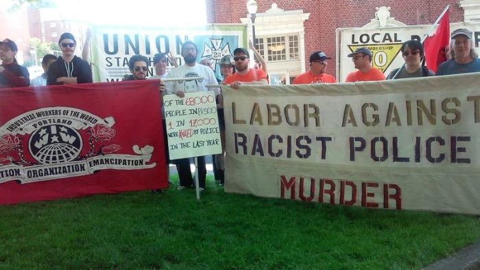 Labor Against Racist Police Murder contingent, Portland May Day 2015