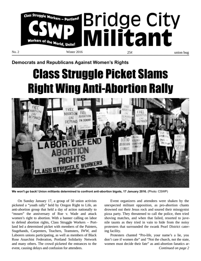 Bridge City Militant No. 2, Winter 2016