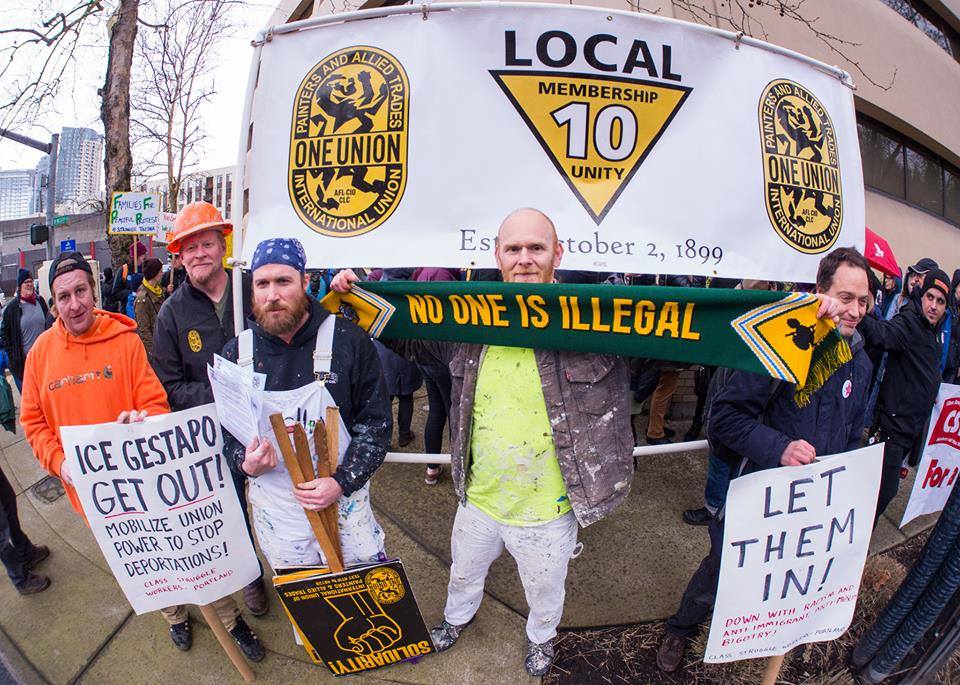 IUPAT Local 10 at the March 6 “ICE Out of Oregon” protest.